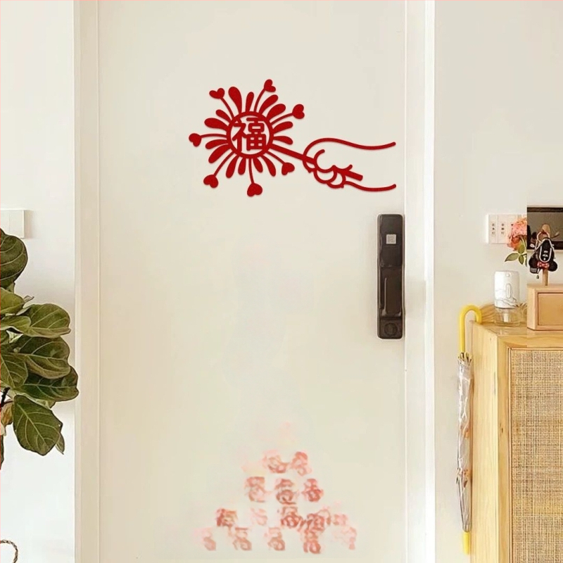 2025. gada Čūskas gadā laimes uzlīmes no filca, ķīniešu stilā, piemērotas dzīvojamai istabai, durvīm un logiem, ar lāzera gravēšanu, pavasara svētku dekors