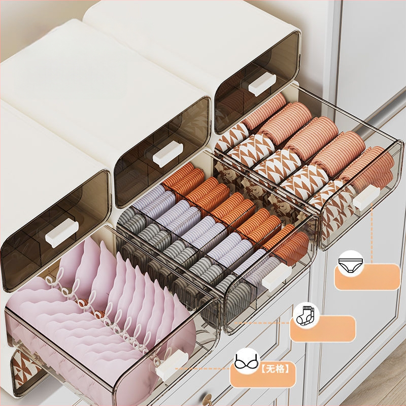 Apakšveļas uzglabāšanas kārba ar atvilktnēm, 3 vienā dizains, 18 l tilpums, polipropilēns, koka raksts, japāņu stila garderobes organizētājs