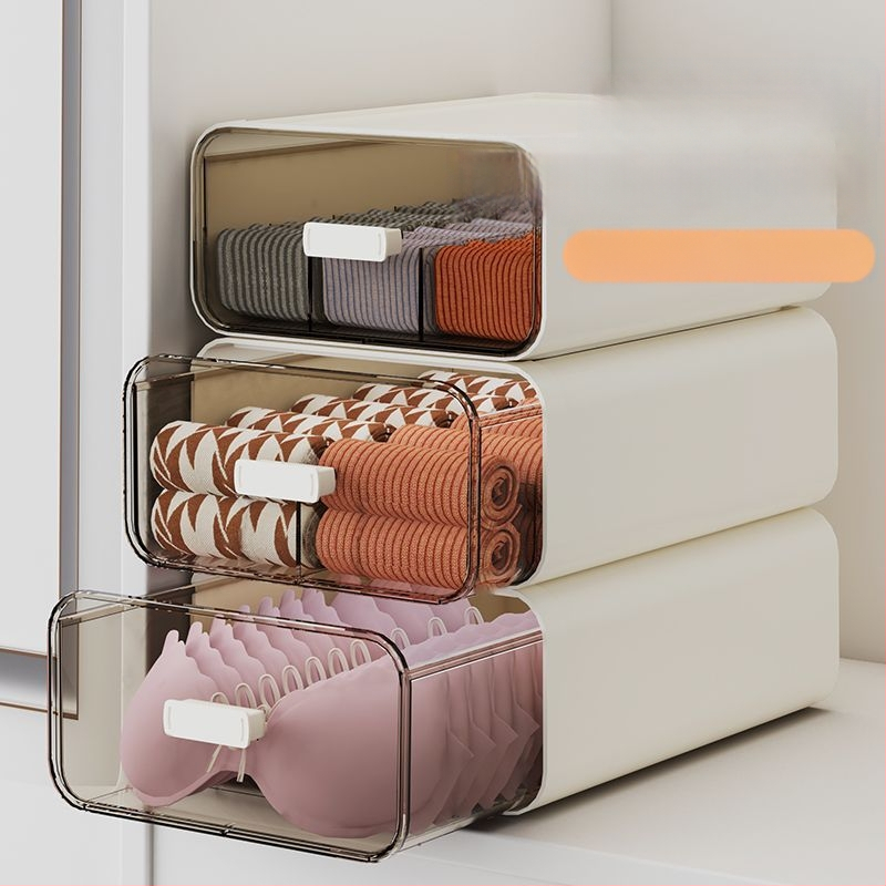 Apakšveļas uzglabāšanas kārba ar atvilktnēm, 3 vienā dizains, 18 l tilpums, polipropilēns, koka raksts, japāņu stila garderobes organizētājs