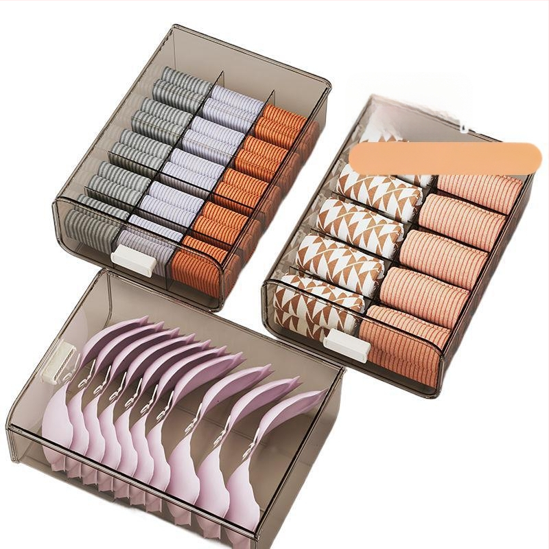 Apakšveļas uzglabāšanas kārba ar atvilktnēm, 3 vienā dizains, 18 l tilpums, polipropilēns, koka raksts, japāņu stila garderobes organizētājs