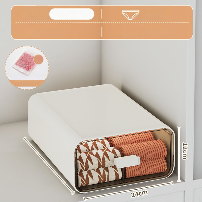 Apakšveļas uzglabāšanas kārba ar atvilktnēm, 3 vienā dizains, 18 l tilpums, polipropilēns, koka raksts, japāņu stila garderobes organizētājs