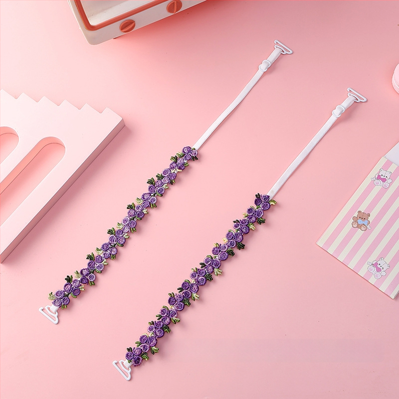 Mežģīņu krūšu siksnas ar izšūtiem ziediem, aizstājamas siksnas lenjerijai, dubultās plecu siksnas