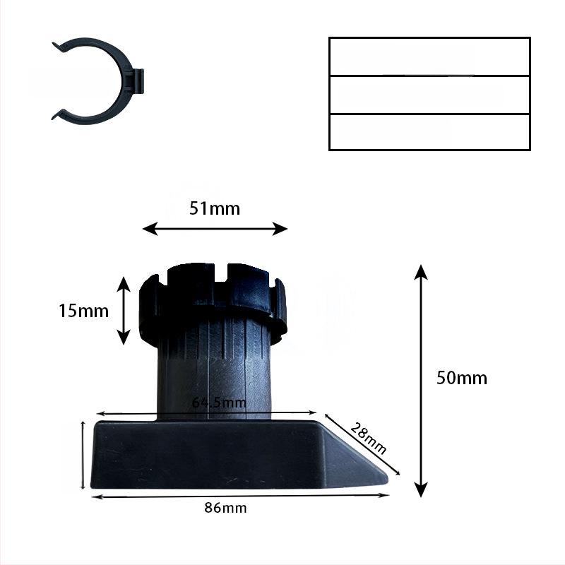 Regulējamas skapja kājiņas, ABS plastmasa, smagā slodze, mēbelēm
