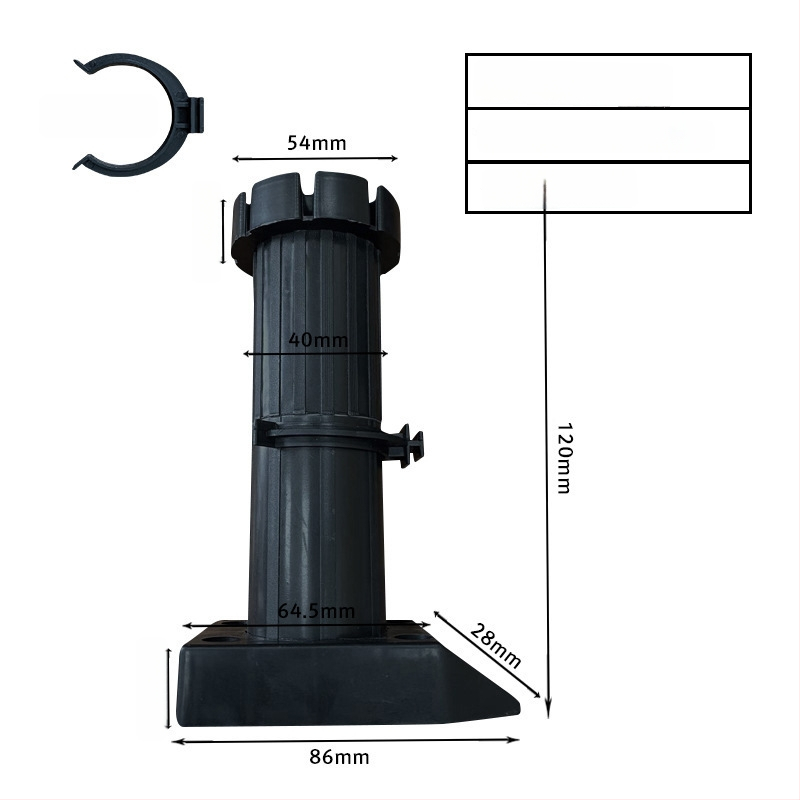 Regulējamas skapja kājiņas, ABS plastmasa, smagā slodze, mēbelēm