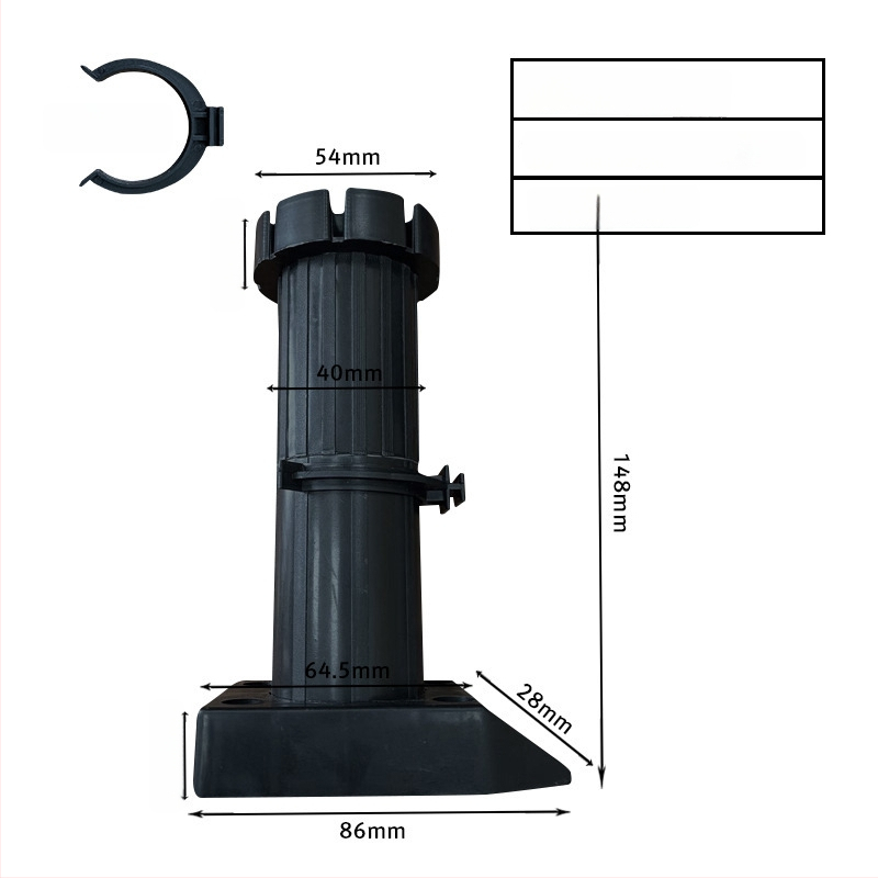 Regulējamas skapja kājiņas, ABS plastmasa, smagā slodze, mēbelēm