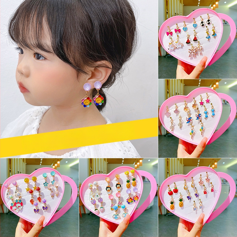 Bērnu ausu klipsi – Princeses sērija, rokdarbs no sakausējuma, bez piespraudes, piemērots vecumam 3–6, 6–10 un 10+