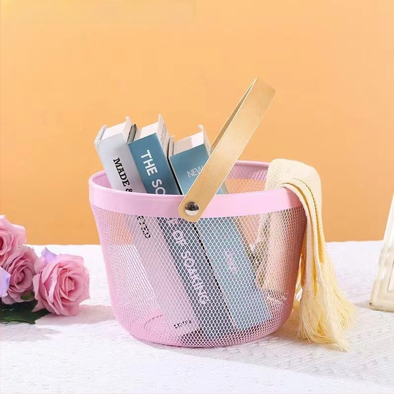 Καλάθι φρούτων και λαχανικών από σίδηρο και ξύλο, τετράγωνο μοντέλο (μεγάλο/μεσαίο), μοντέρνο μινιμαλιστικό στυλ