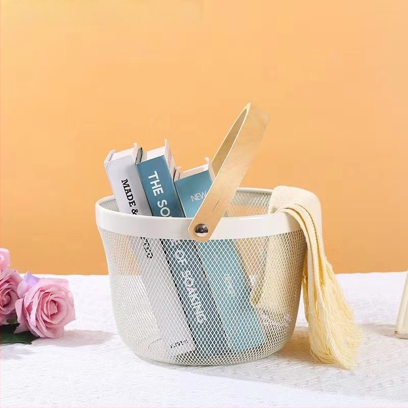 Καλάθι φρούτων και λαχανικών από σίδηρο και ξύλο, τετράγωνο μοντέλο (μεγάλο/μεσαίο), μοντέρνο μινιμαλιστικό στυλ