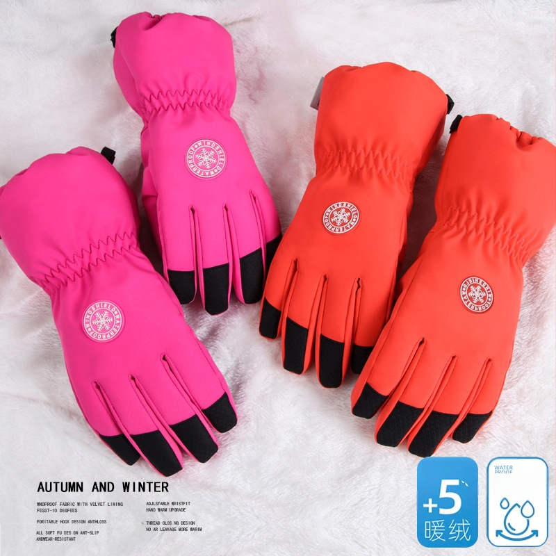 Παιδικά πλεκτά χειμερινά γάντια σκι, αντιανεμικά και ζεστά, γάντια με πέντε δάχτυλα, μινιμαλιστικό στυλ, για ηλικίες 3–14 ετών (Χειμώνας 2023)