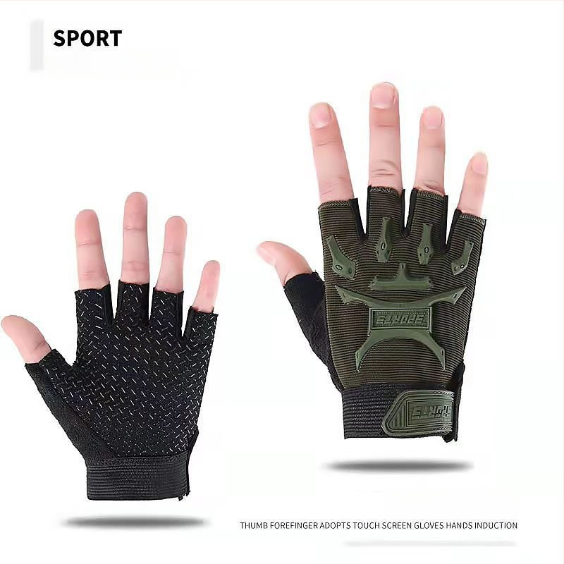 Παιδικά τακτικά γάντια με μισά δάχτυλα – Unisex, ανάγλυφα, αντιολισθητικά, αθλητικό στυλ, ηλικίες 4–15 ετών, καλοκαίρι/άνοιξη/φθινόπωρο