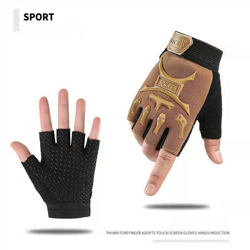 Παιδικά τακτικά γάντια με μισά δάχτυλα – Unisex, ανάγλυφα, αντιολισθητικά, αθλητικό στυλ, ηλικίες 4–15 ετών, καλοκαίρι/άνοιξη/φθινόπωρο