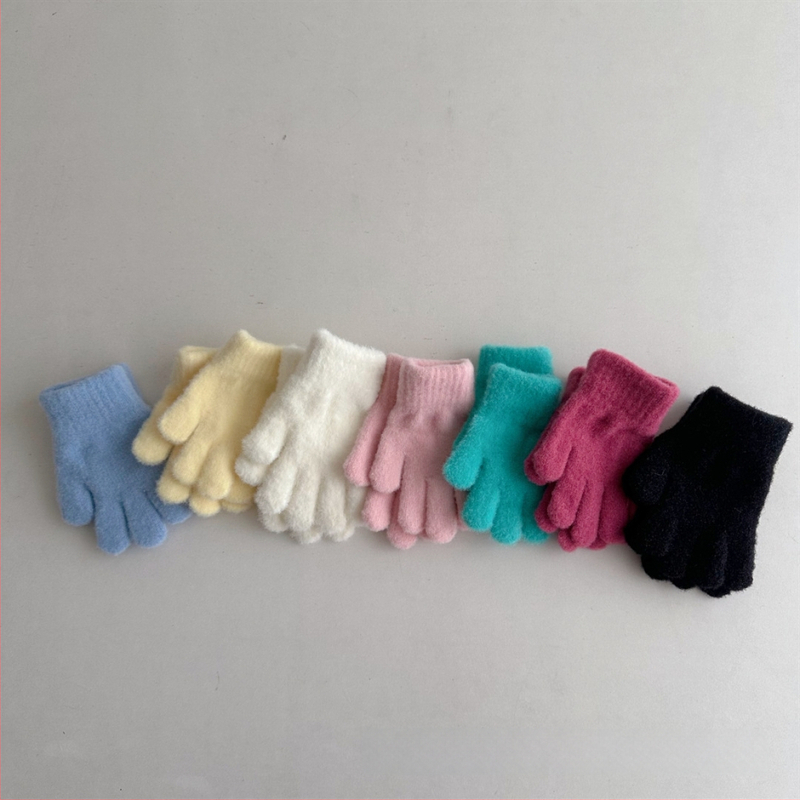 Γάντια με δάχτυλα, μονόχρωτα, πλεκτά, ζεστά για ηλικίες 1-3