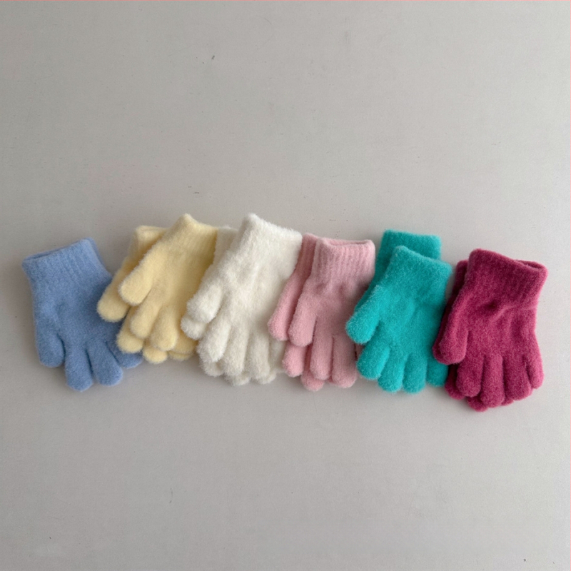 Γάντια με δάχτυλα, μονόχρωτα, πλεκτά, ζεστά για ηλικίες 1-3