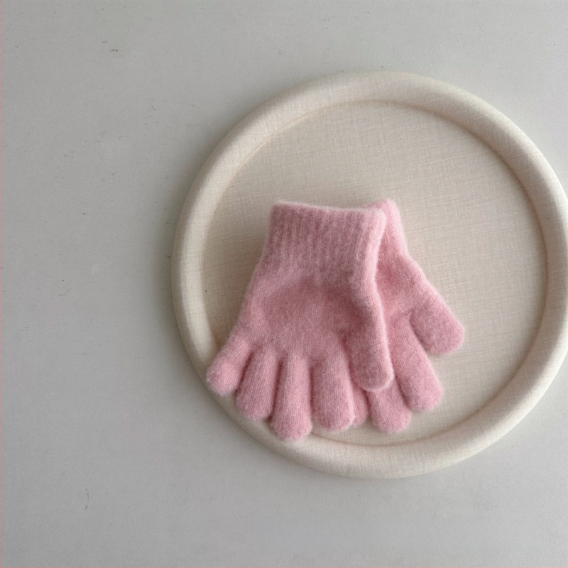 Γάντια με δάχτυλα, μονόχρωτα, πλεκτά, ζεστά για ηλικίες 1-3