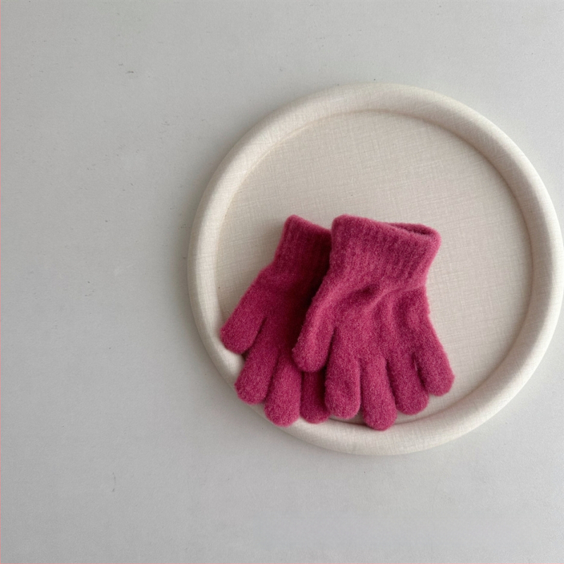 Γάντια με δάχτυλα, μονόχρωτα, πλεκτά, ζεστά για ηλικίες 1-3