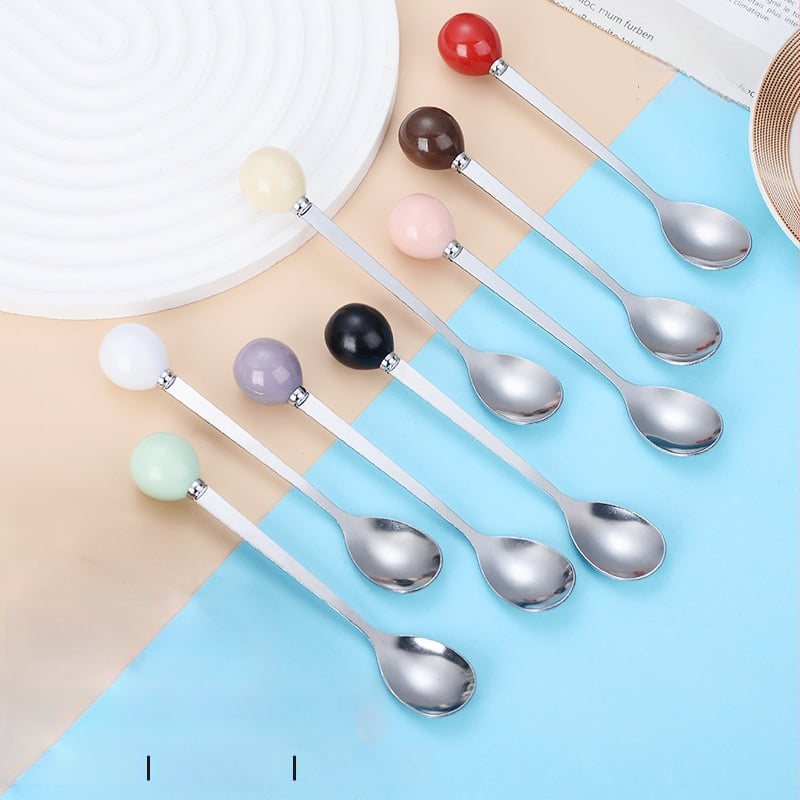 Κουτάλι από ανοξείδωτο ατσάλι με σχέδιο Cartoon Ball – μοντέρνο μινιμαλιστικό στυλ, καθρέφτης φινίρισμα, δυνατότητα εκτύπωσης λογότυπου