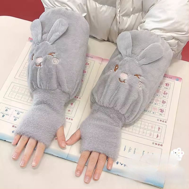 Детски есенни ръкави с ръкавици – плюшени карикатури, анти-замърсяване, едноцветни, за момичета 3–13 г