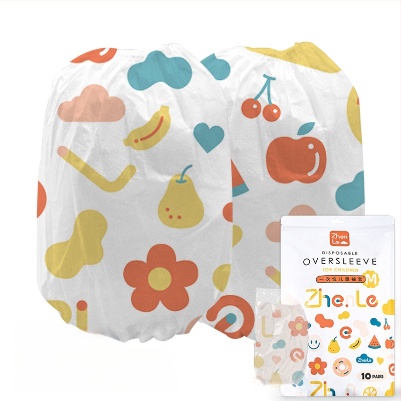 Vienkartinės rankovių apsaugos vaikams – audinys, dulkių apsauga, spausdintas logotipas, pakuotė 240 vnt