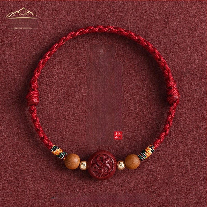 Гривна от циннабър за деца, ръчно плетена, животински зодии, етно стил