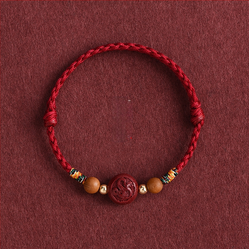 Гривна от циннабър за деца, ръчно плетена, животински зодии, етно стил