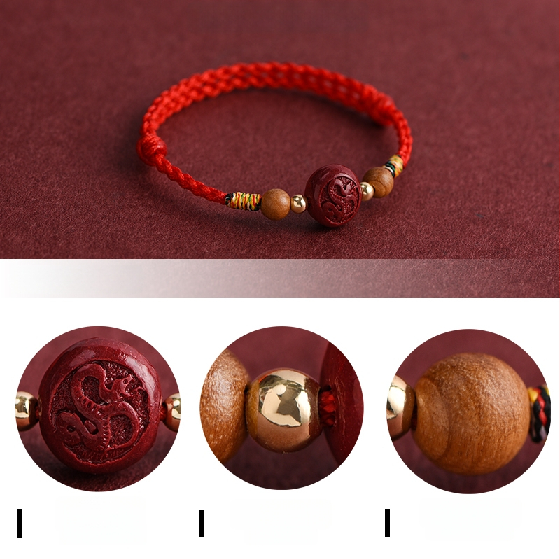 Гривна от циннабър за деца, ръчно плетена, животински зодии, етно стил