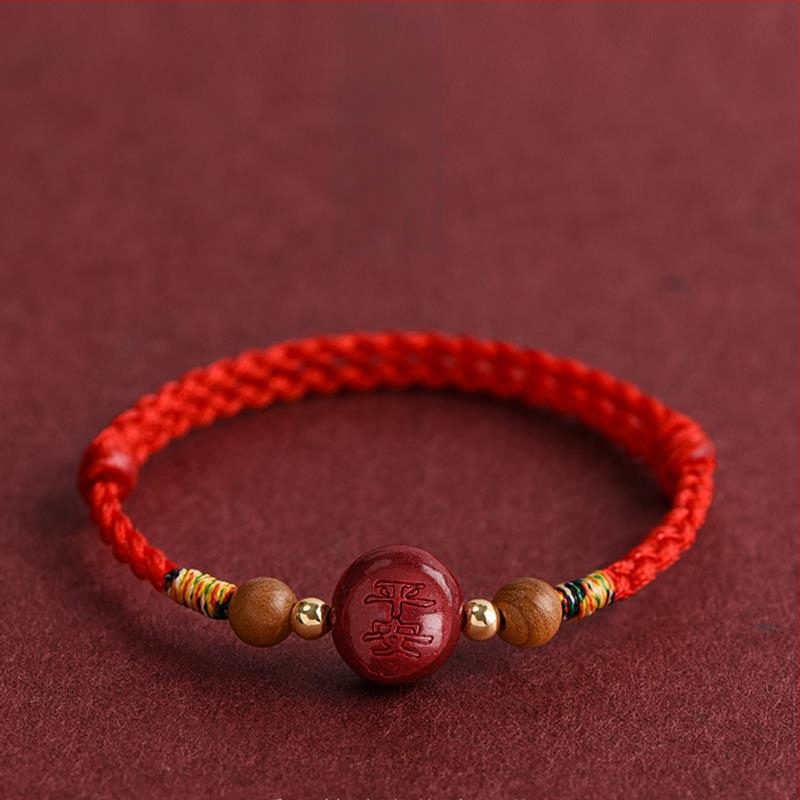 Гривна от циннабър за деца, ръчно плетена, животински зодии, етно стил