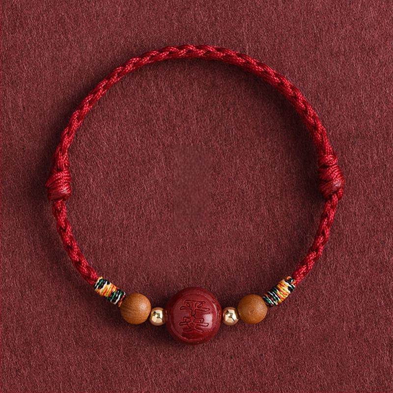 Гривна от циннабър за деца, ръчно плетена, животински зодии, етно стил