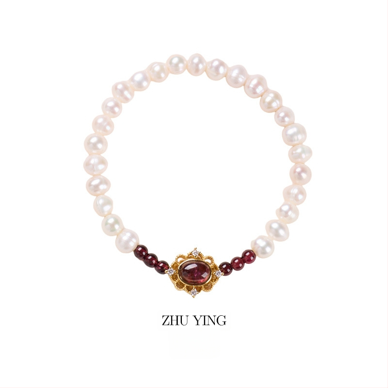 Гривна с естествени пресноводни перли, ръчна изработка, китайски стил, геометричен дизайн, за жени.