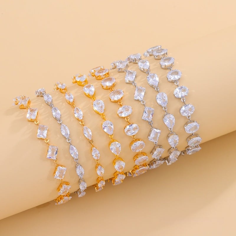 Унисекс гривна с циркон, ромбовидна форма, електроплатена, INS стил