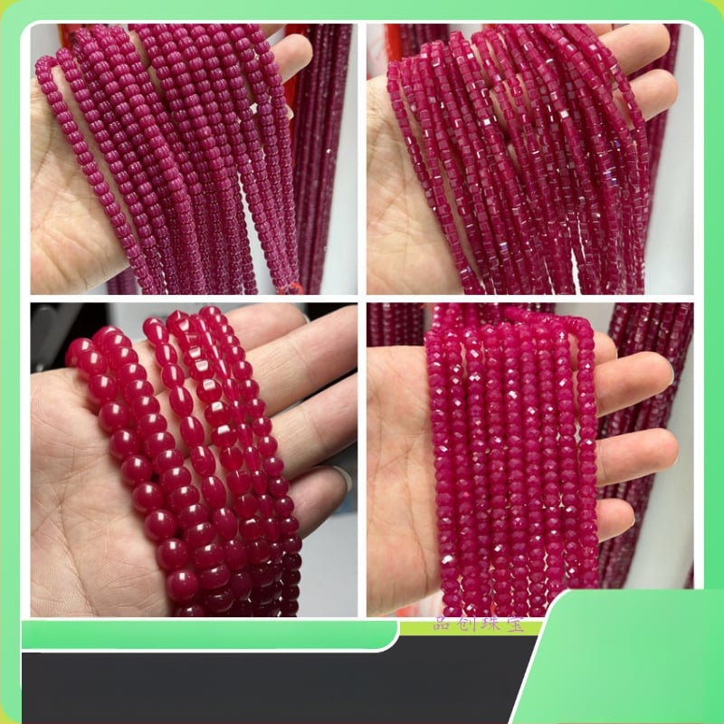 Рубинови корундови мъниста – различни форми, рязани и полирани, свободни скъпоценни камъни