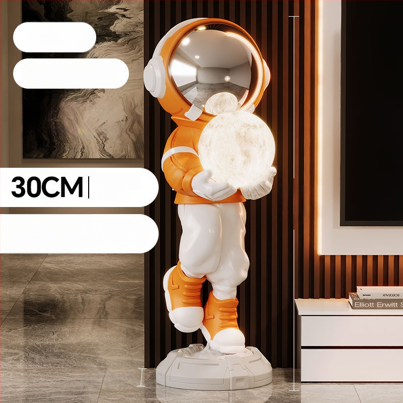 Lampă astronaut pentru living, figurină decorativă din rășină, înălțată pe podea (Material: rășină; Tip abajur: Altul; Sursă de lumină: Altul; Putere: Altul)