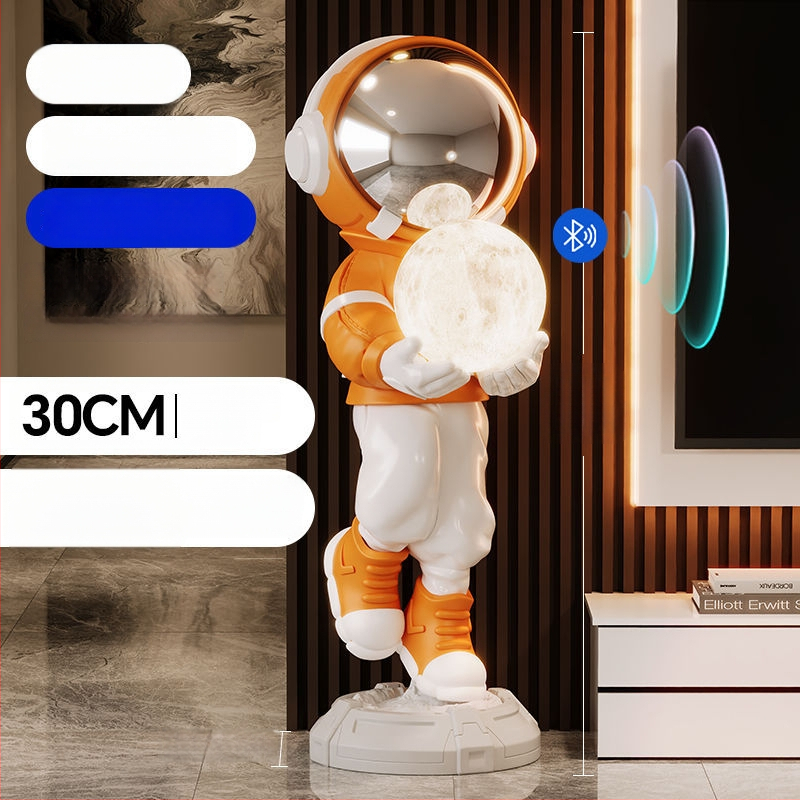 Lampă astronaut pentru living, figurină decorativă din rășină, înălțată pe podea (Material: rășină; Tip abajur: Altul; Sursă de lumină: Altul; Putere: Altul)