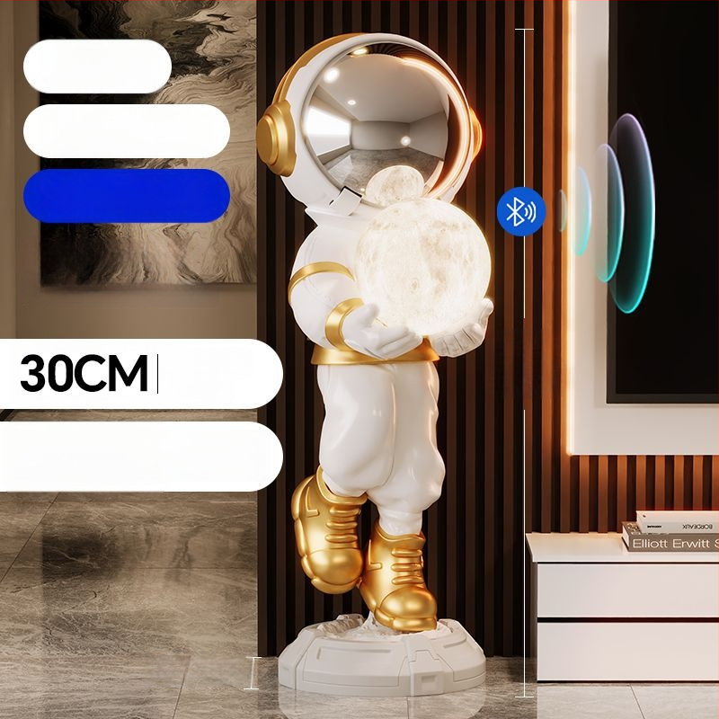 Lampă astronaut pentru living, figurină decorativă din rășină, înălțată pe podea (Material: rășină; Tip abajur: Altul; Sursă de lumină: Altul; Putere: Altul)