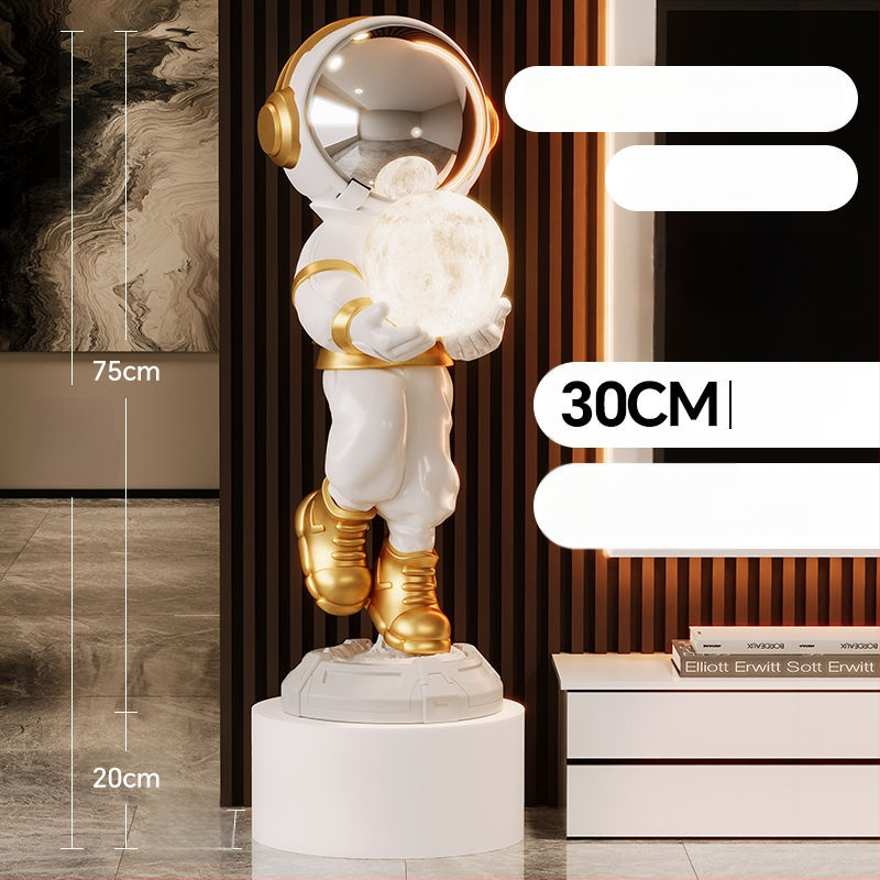 Lampă astronaut pentru living, figurină decorativă din rășină, înălțată pe podea (Material: rășină; Tip abajur: Altul; Sursă de lumină: Altul; Putere: Altul)