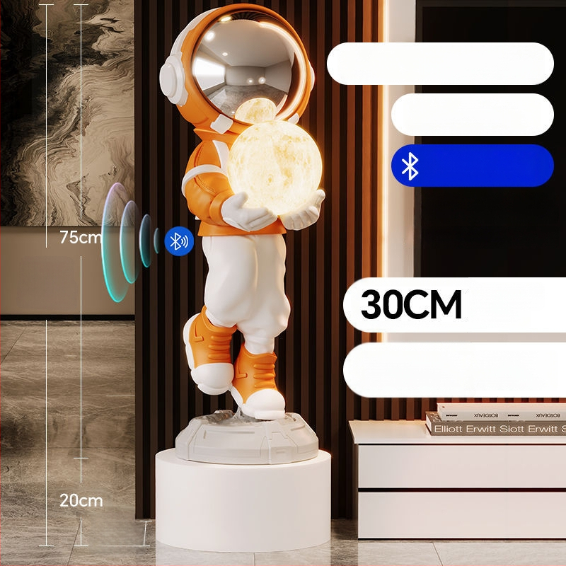 Lampă astronaut pentru living, figurină decorativă din rășină, înălțată pe podea (Material: rășină; Tip abajur: Altul; Sursă de lumină: Altul; Putere: Altul)