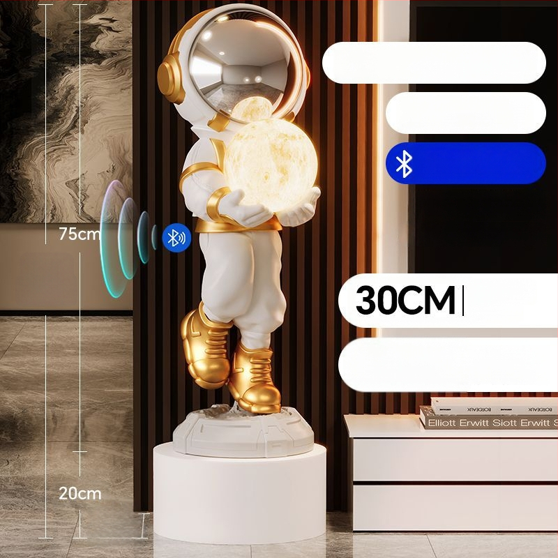 Lampă astronaut pentru living, figurină decorativă din rășină, înălțată pe podea (Material: rășină; Tip abajur: Altul; Sursă de lumină: Altul; Putere: Altul)