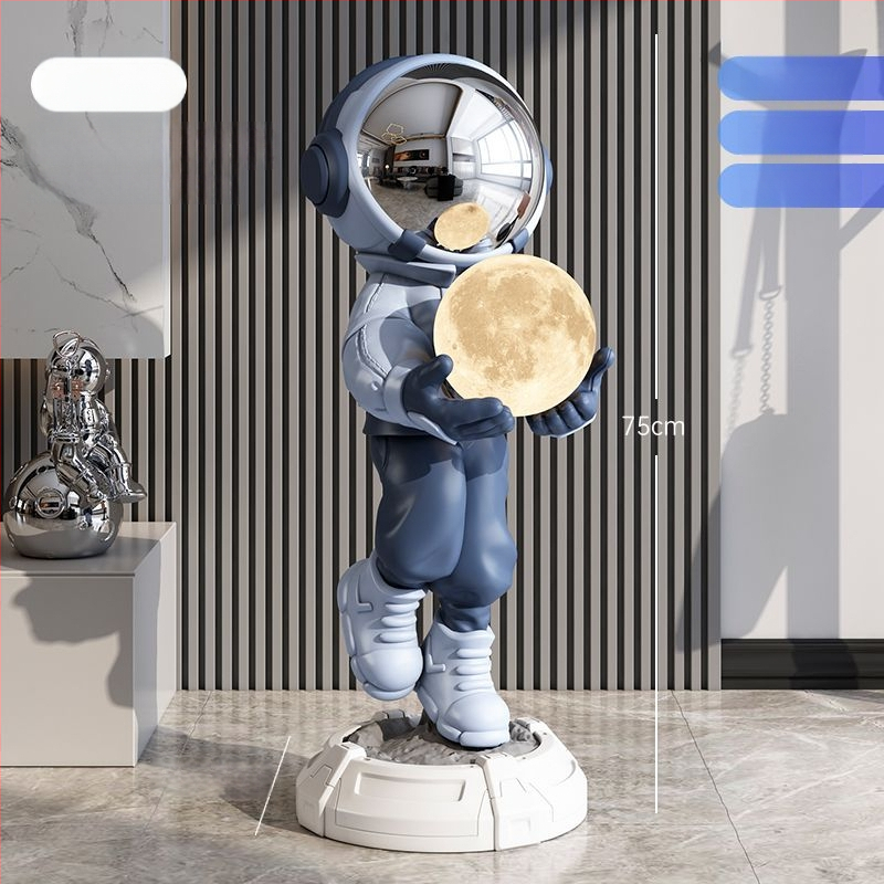 Lampă astronaut pentru living, figurină decorativă din rășină, înălțată pe podea (Material: rășină; Tip abajur: Altul; Sursă de lumină: Altul; Putere: Altul)