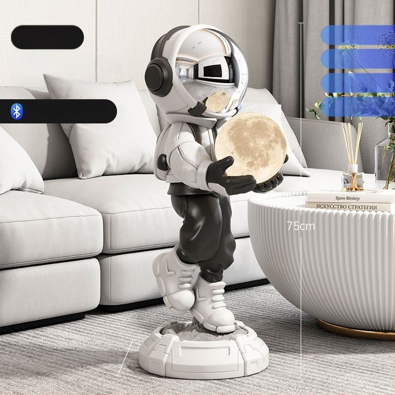 Lampă astronaut pentru living, figurină decorativă din rășină, înălțată pe podea (Material: rășină; Tip abajur: Altul; Sursă de lumină: Altul; Putere: Altul)