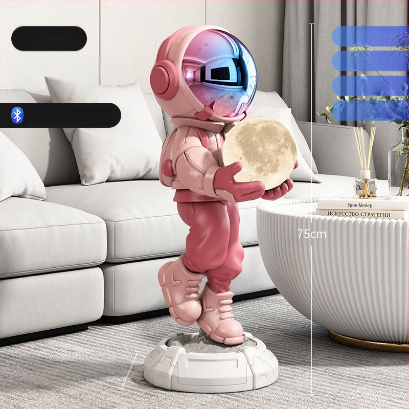 Lampă astronaut pentru living, figurină decorativă din rășină, înălțată pe podea (Material: rășină; Tip abajur: Altul; Sursă de lumină: Altul; Putere: Altul)
