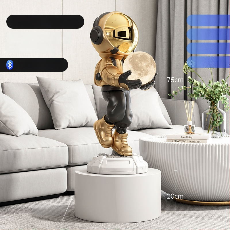 Lampă astronaut pentru living, figurină decorativă din rășină, înălțată pe podea (Material: rășină; Tip abajur: Altul; Sursă de lumină: Altul; Putere: Altul)