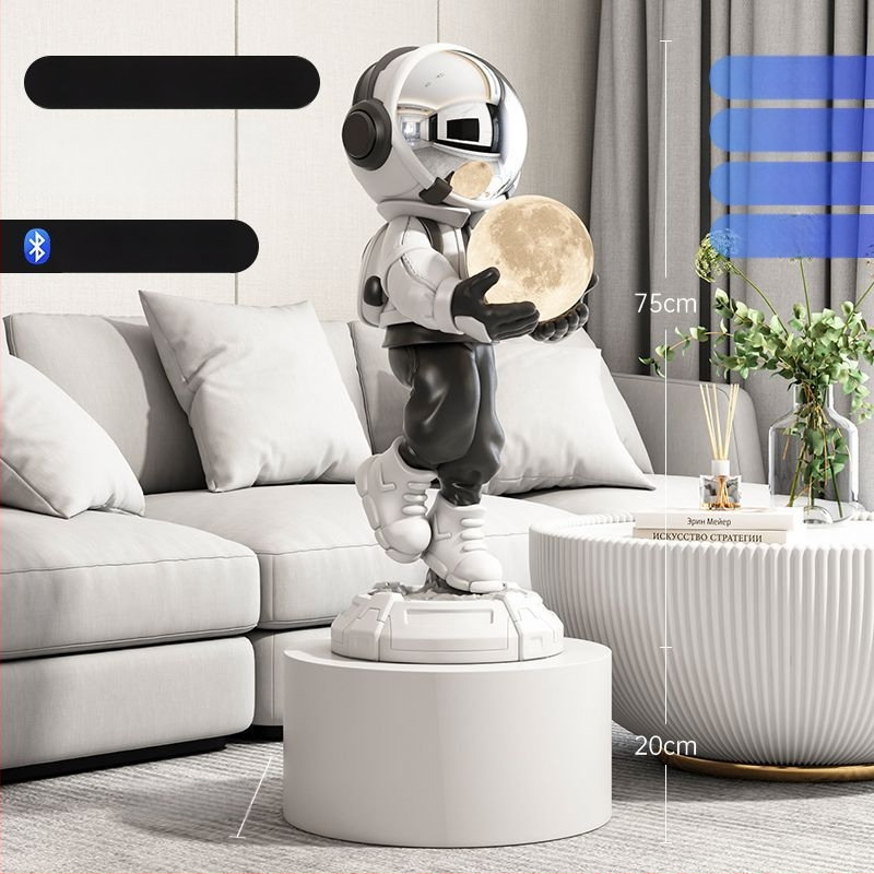 Lampă astronaut pentru living, figurină decorativă din rășină, înălțată pe podea (Material: rășină; Tip abajur: Altul; Sursă de lumină: Altul; Putere: Altul)