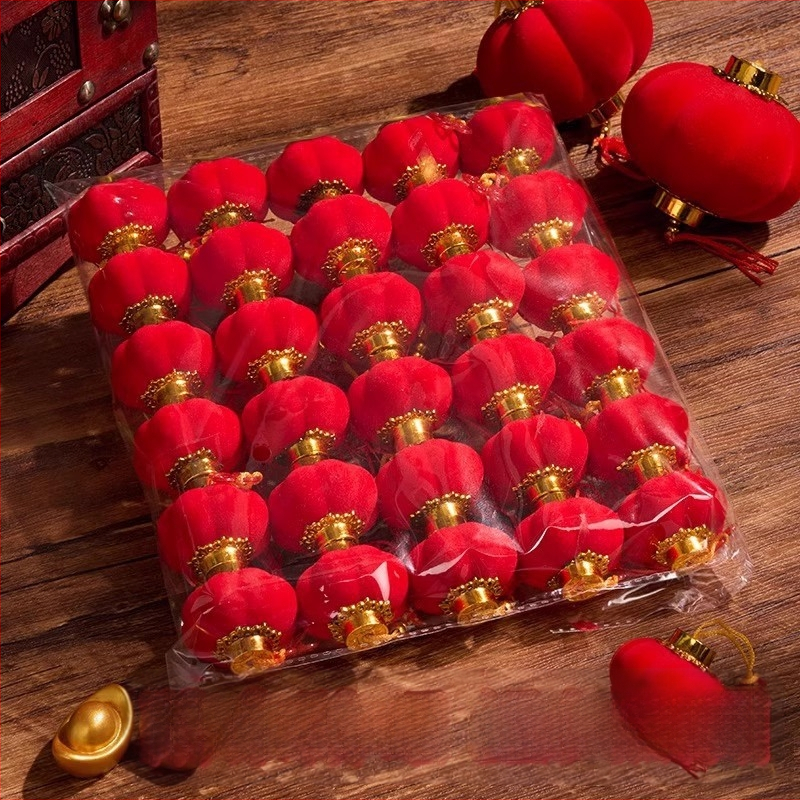 Zhenhuan Laternu dekors, apaļš formā, no flokēta auduma, rokdarbi, ķīniešu stila dekors, kāzām un mājas noformēšanai