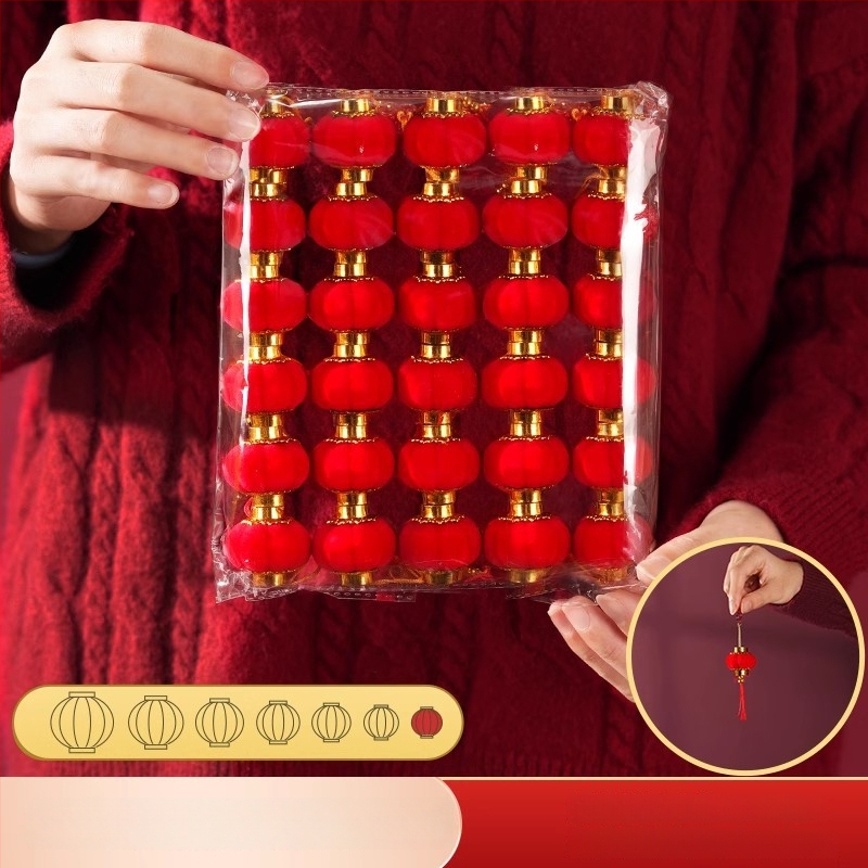 Zhenhuan Laternu dekors, apaļš formā, no flokēta auduma, rokdarbi, ķīniešu stila dekors, kāzām un mājas noformēšanai