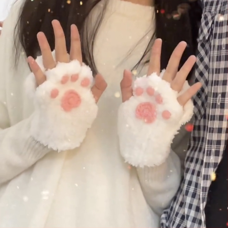 Γάντια με γατάκια πατουσάκια - μισό δάχτυλο, πλεκτό βελούδο, θερμικά, για παιδιά, λανσάρισμα καλοκαίρι 2021