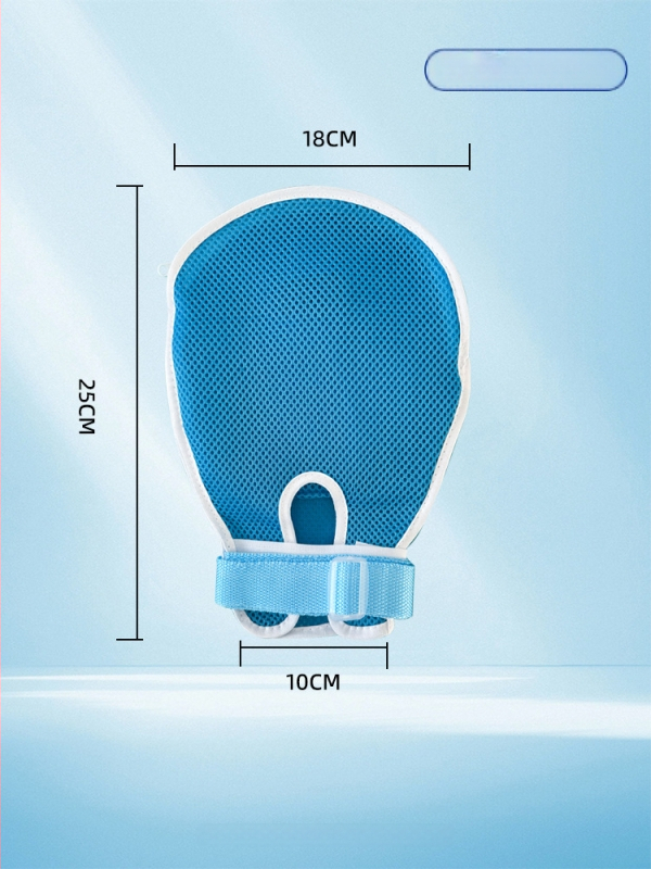 Apsauginės pirštinės lovoje gulintiems vyresnio amžiaus žmonėms su demencija — nuo įbrėžimų, kvėpuojanti medvilnė, modelis 125, delnoms, infraraudonųjų spindulių šildymas