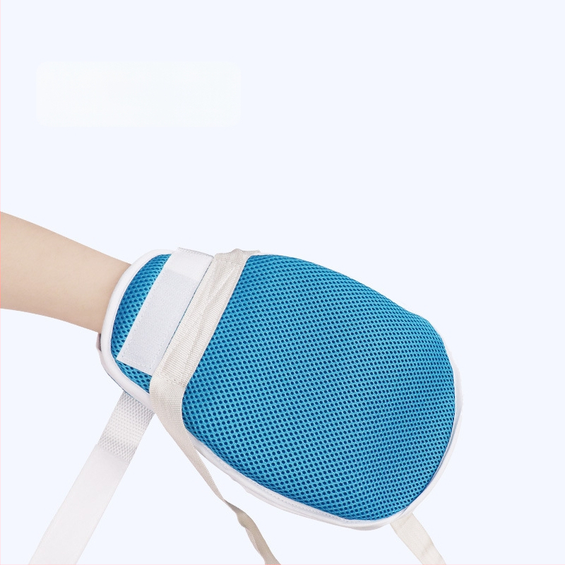 Apsauginės pirštinės lovoje gulintiems vyresnio amžiaus žmonėms su demencija — nuo įbrėžimų, kvėpuojanti medvilnė, modelis 125, delnoms, infraraudonųjų spindulių šildymas