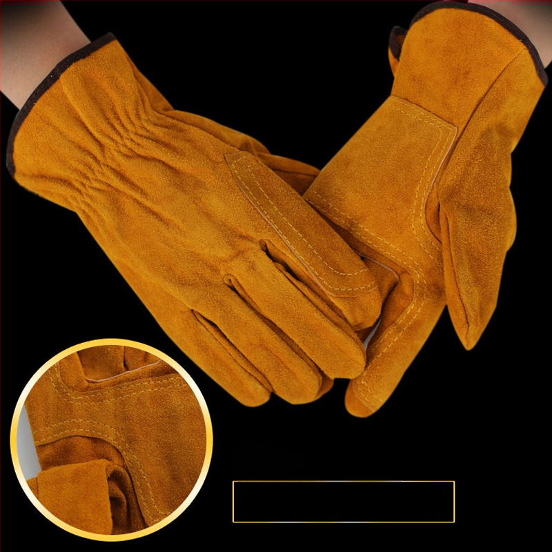 Metināšanas cimdi īsa garuma, no pilnas govs ādas, divslāņaini, ar siltumizolāciju, izturīgi pret augstām temperatūrām