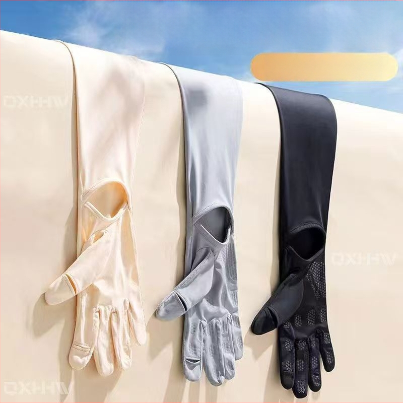Μανίκια προστασίας από τον ήλιο από Ice Silk νάιλον με ενσωματωμένα γάντια, UV προστασία, διαπνοή, μακριά μανίκια για εξωτερικούς χώρους, ύφασμα Nylon 81–95%
