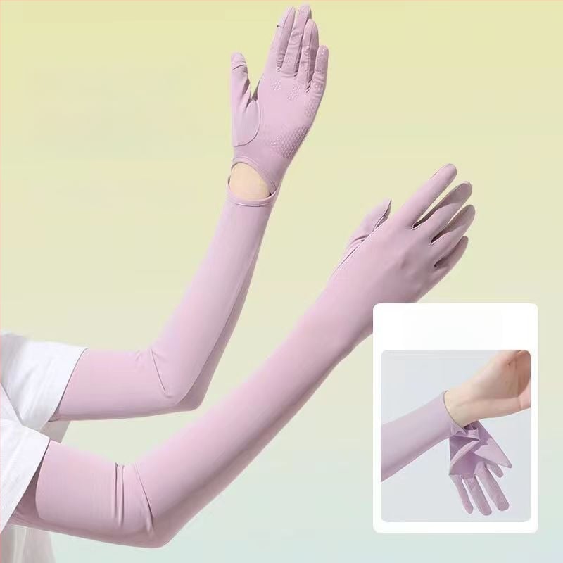 Μανίκια προστασίας από τον ήλιο από Ice Silk νάιλον με ενσωματωμένα γάντια, UV προστασία, διαπνοή, μακριά μανίκια για εξωτερικούς χώρους, ύφασμα Nylon 81–95%