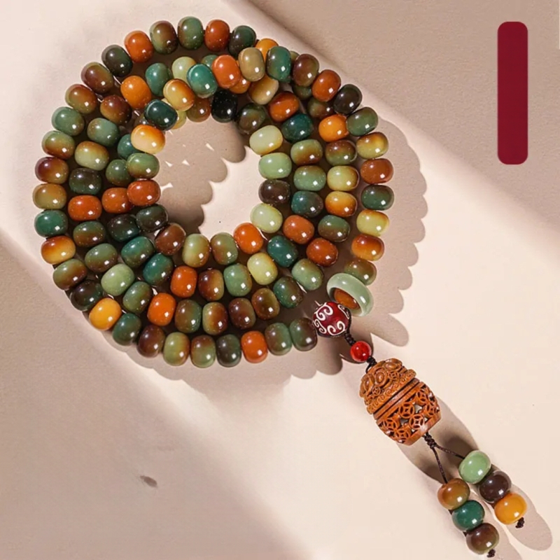 108 helmed Bodhi seemnetest mala, etniline stiil, käsitöö ja poleerimine, kingitus ärile, talv 2024